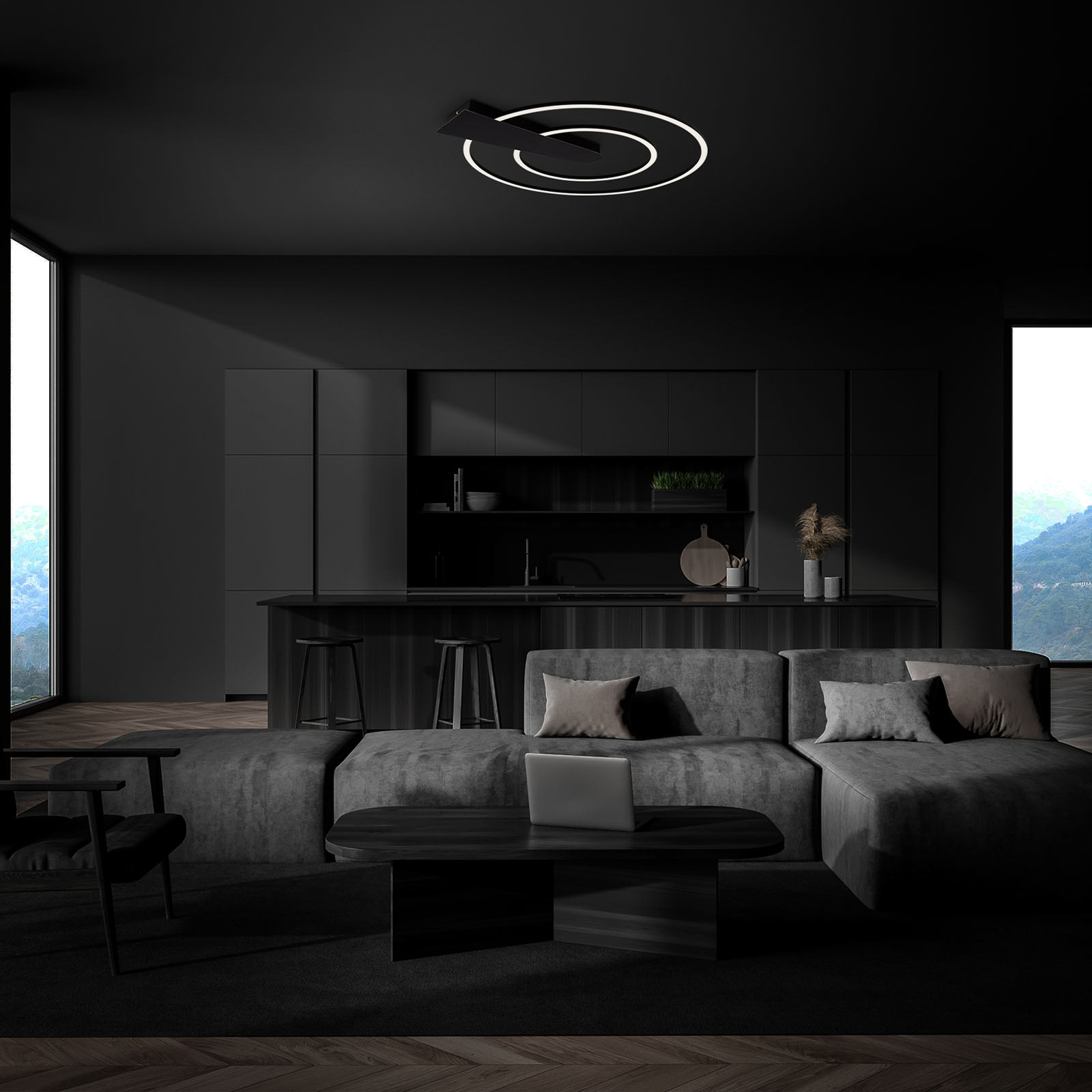 Nico Duo LED ceiling lamp, 3,000 K, round