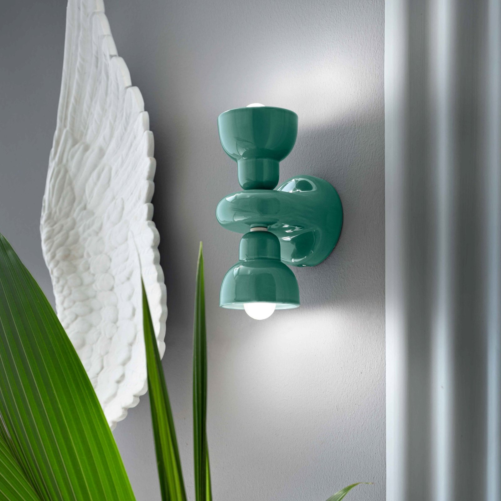 Berimbau wall light, turquoise, 2-bulb