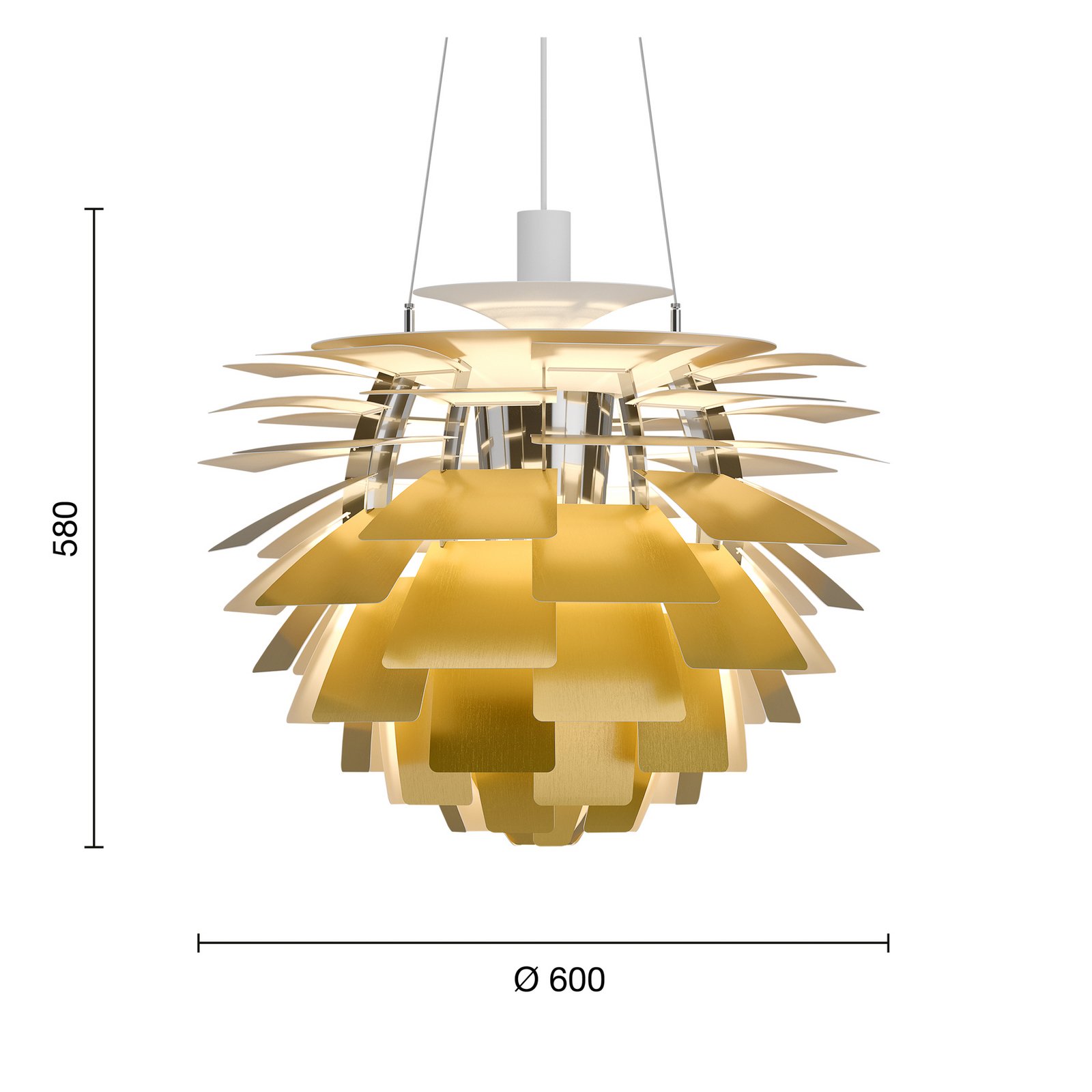 Viseća lampa PH Artichoke V4, mesing, Ø 60 cm, Louis Poulsen