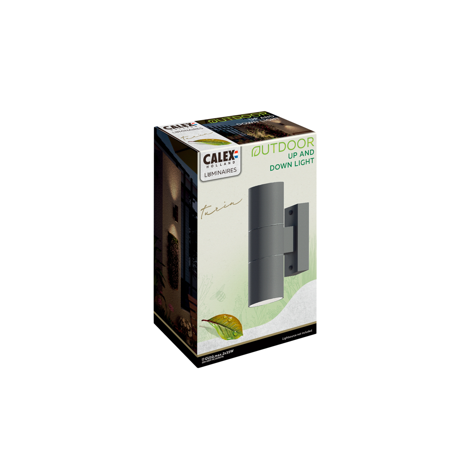 Calex kültéri fali lámpa GU10 rozsdamentes acél fel/le 17 cm, antracit