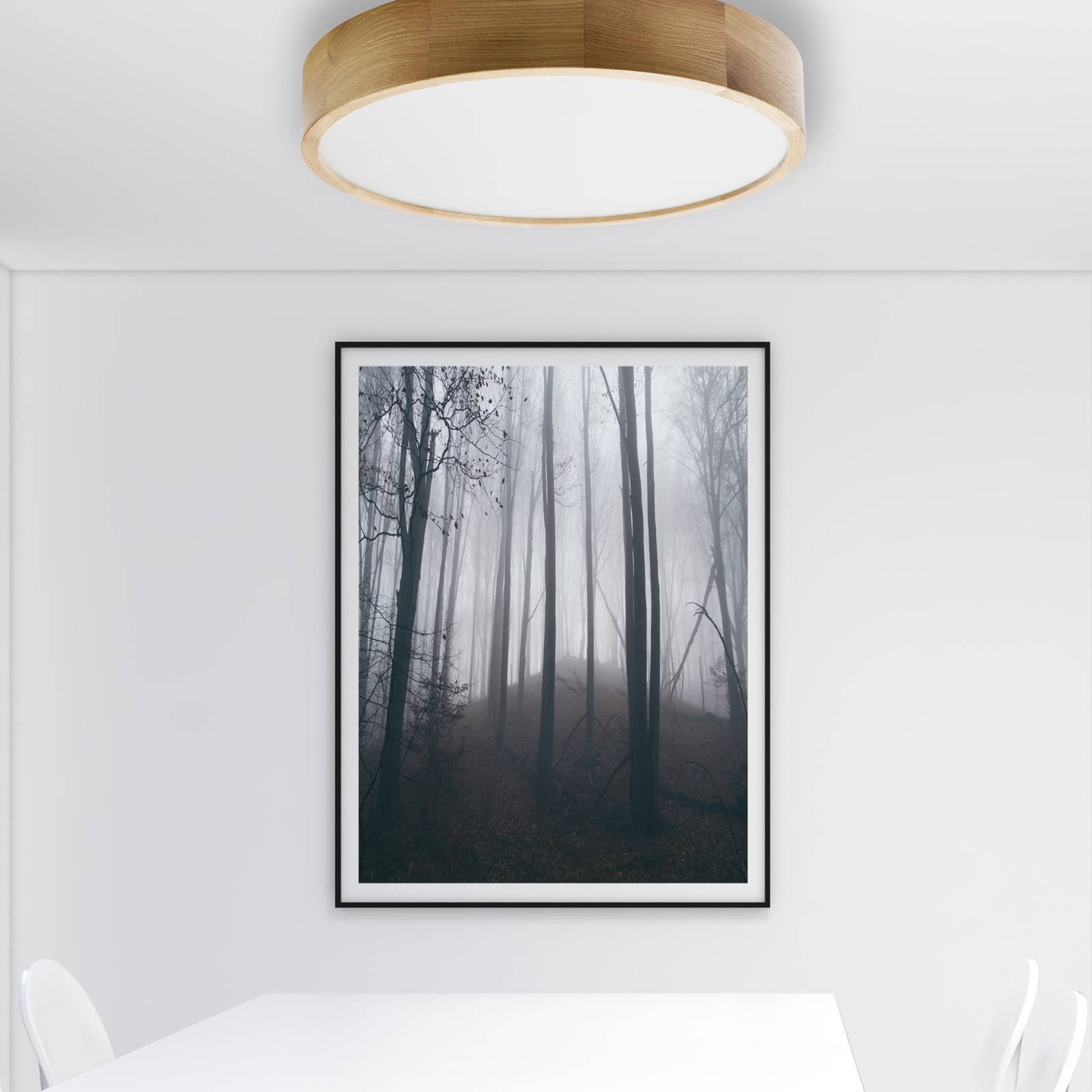 Lampa sufitowa Cleo DR475, IP20, czujnik, Ø 48 cm, drewno dębowe