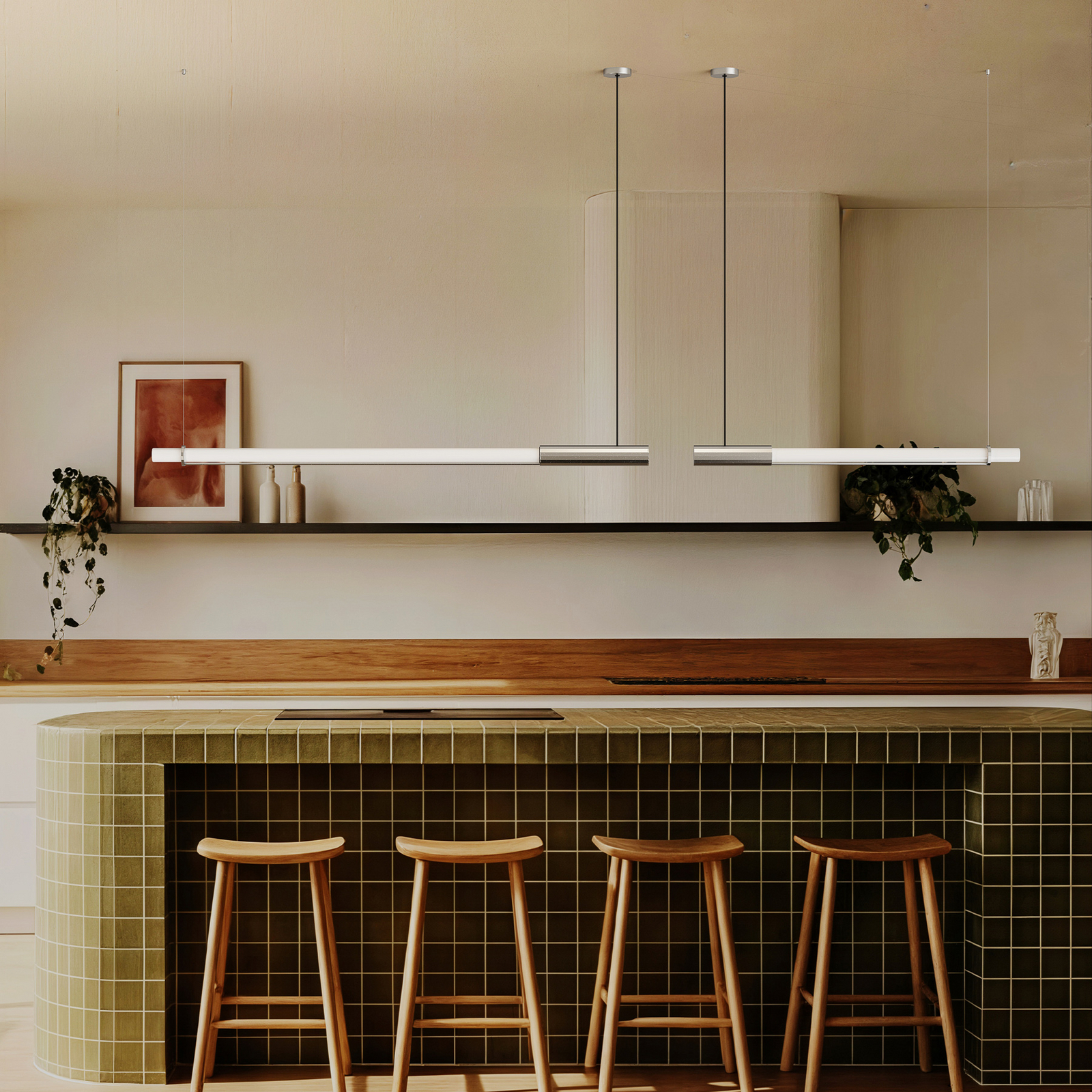 Lampada LED a sospensione In Fine, argento, lunghezza 160 cm - DCW