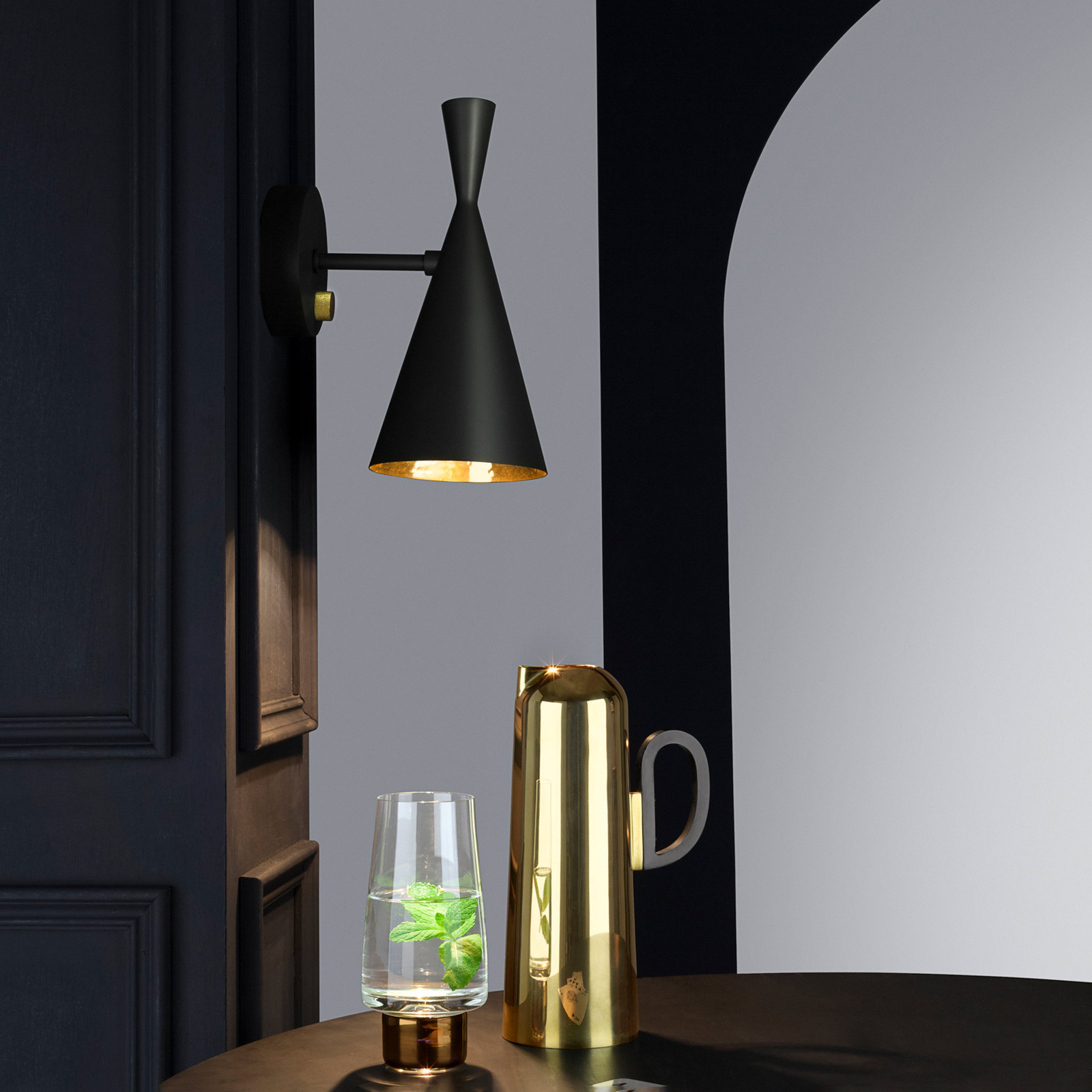 Beat Nástěnné Svítidlo Matt Black/Brass - Tom Dixon
