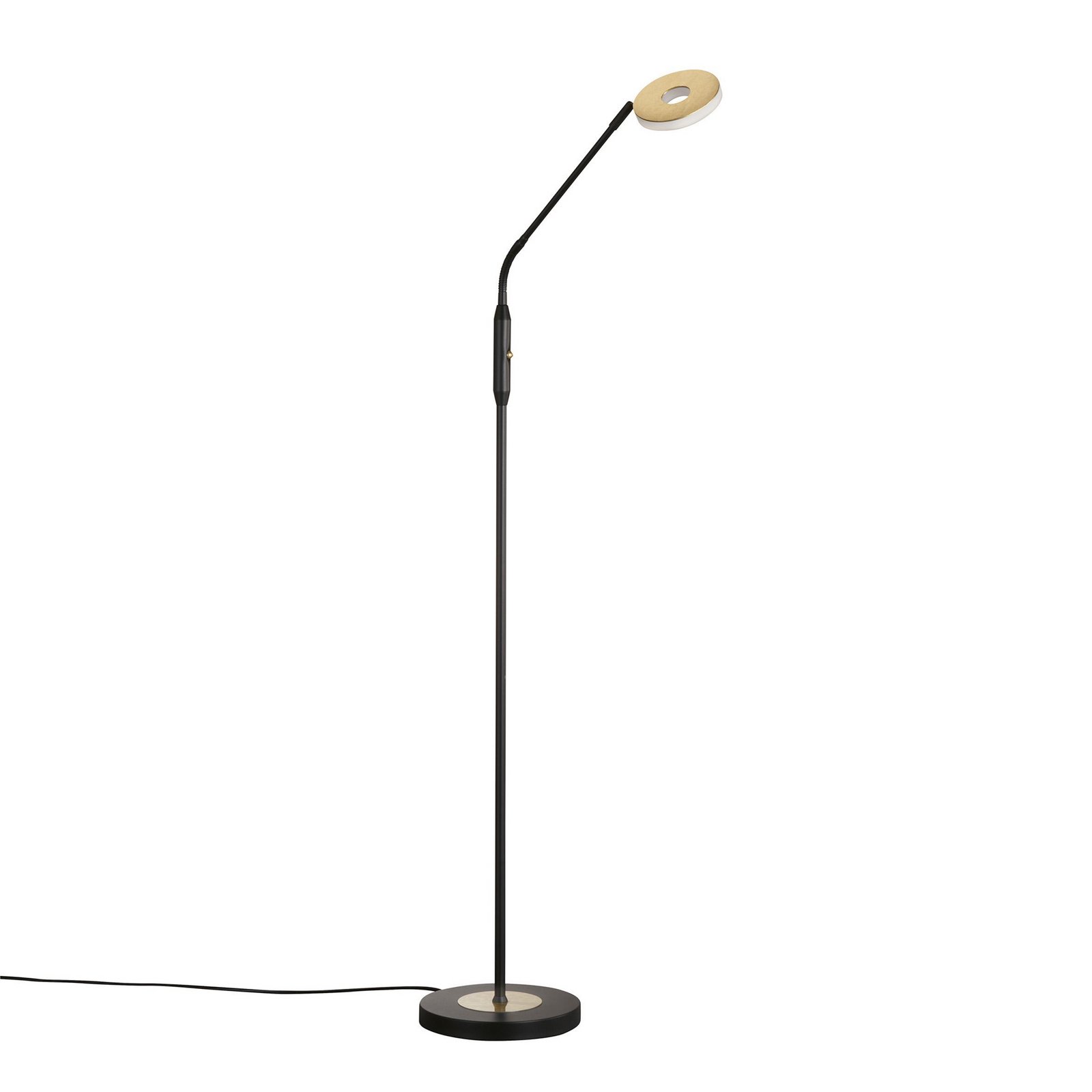 LED-golvlampa Dent, svart/guld blad, 150 cm, CCT, 1 lampa.