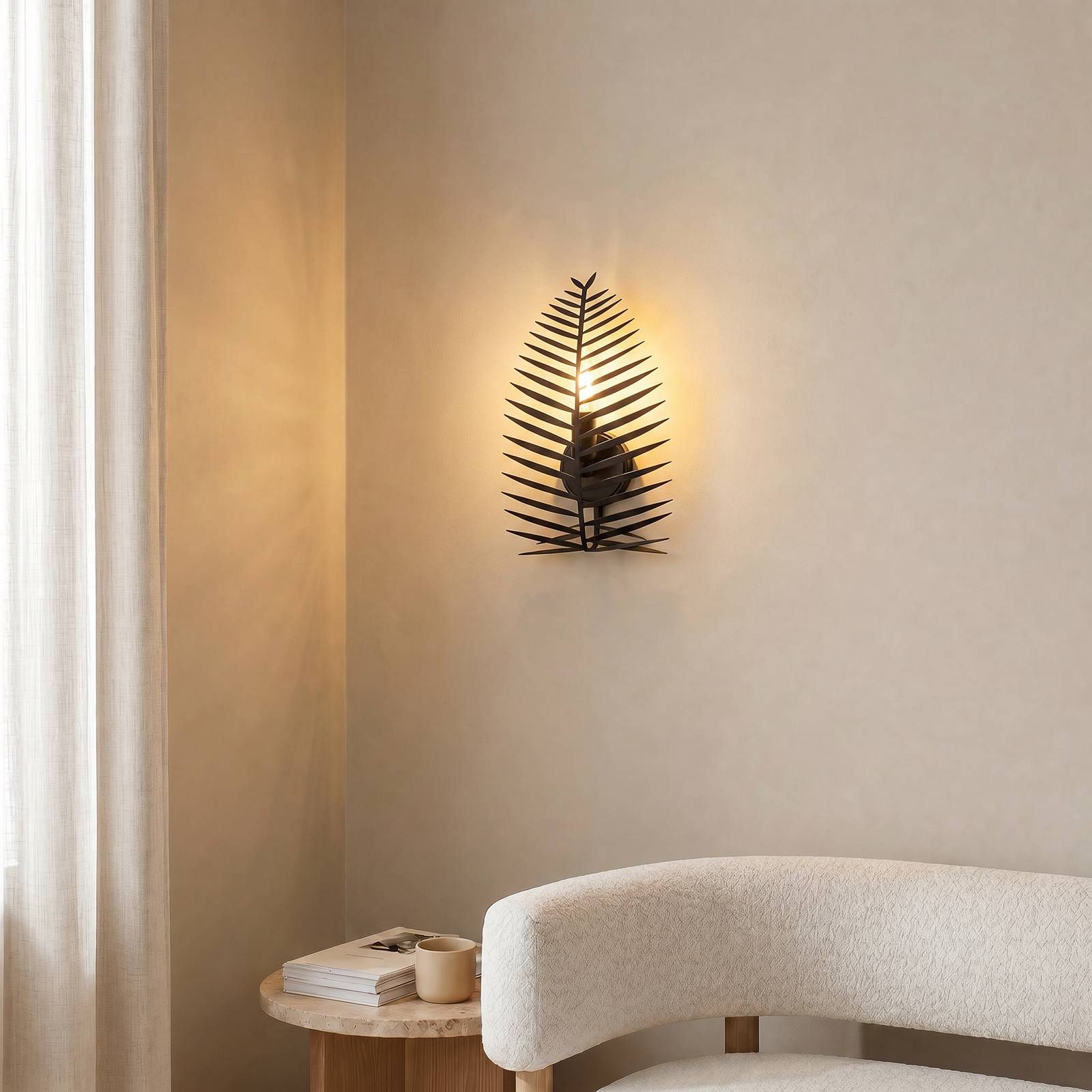 Opviq Wandlamp LEAF, zwart, hoogte 30 cm, metaal, E14