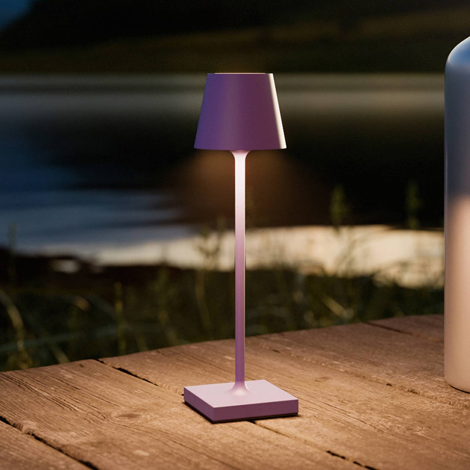 Nuindie tasku LED ladattava pöytävalaisin violetti IP54 himmennettävä