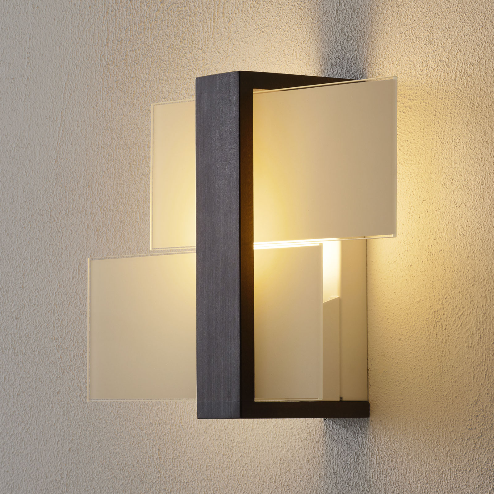 Linea Light Wooden wall light Triad, 35 cm, for Hallway, glass, wood, E27, 52 W, energy efficiency: A++, W: 35 cm, H: 22.4 cm
