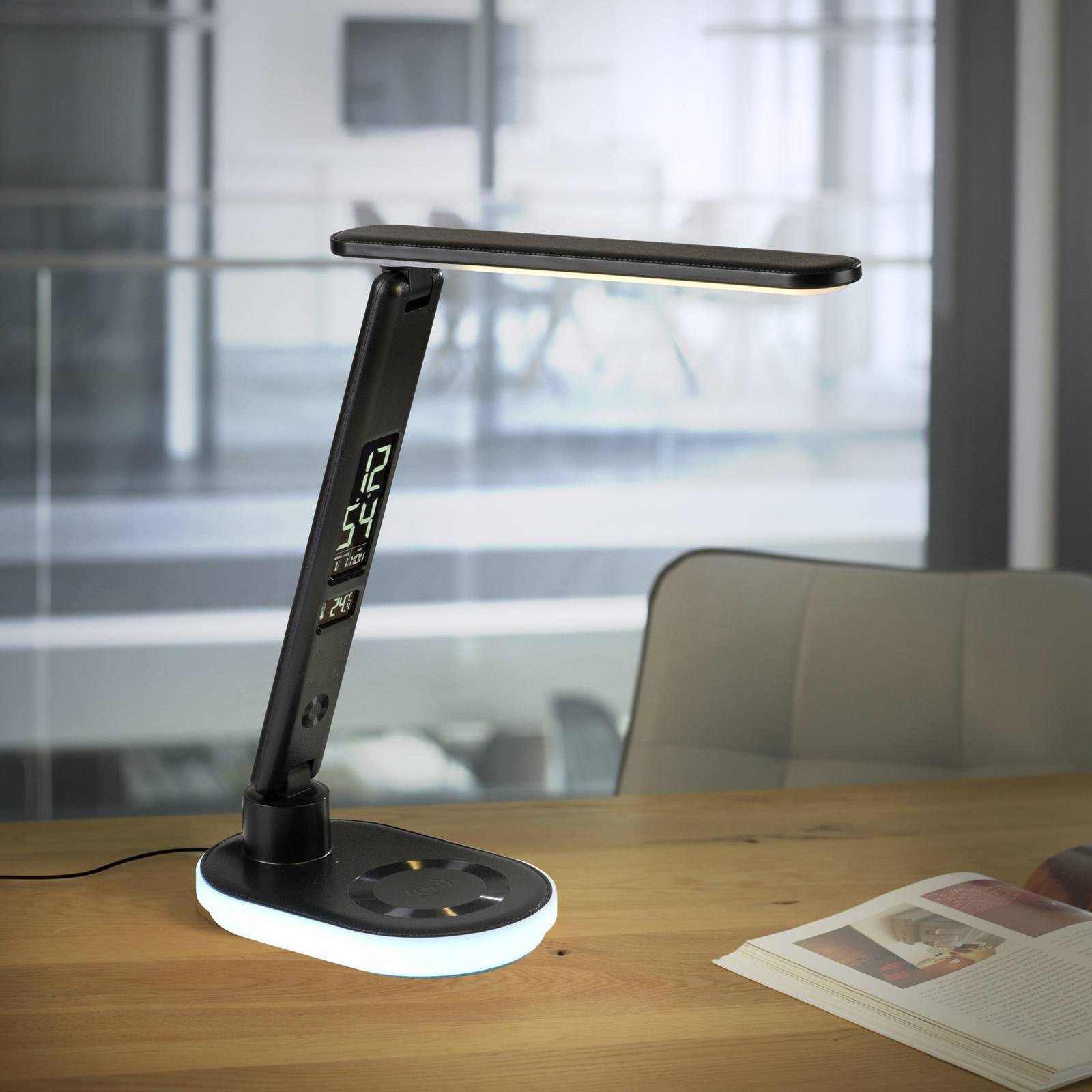 JUST LIGHT. Lampe de table LED Tina ABS CCT RVB noir