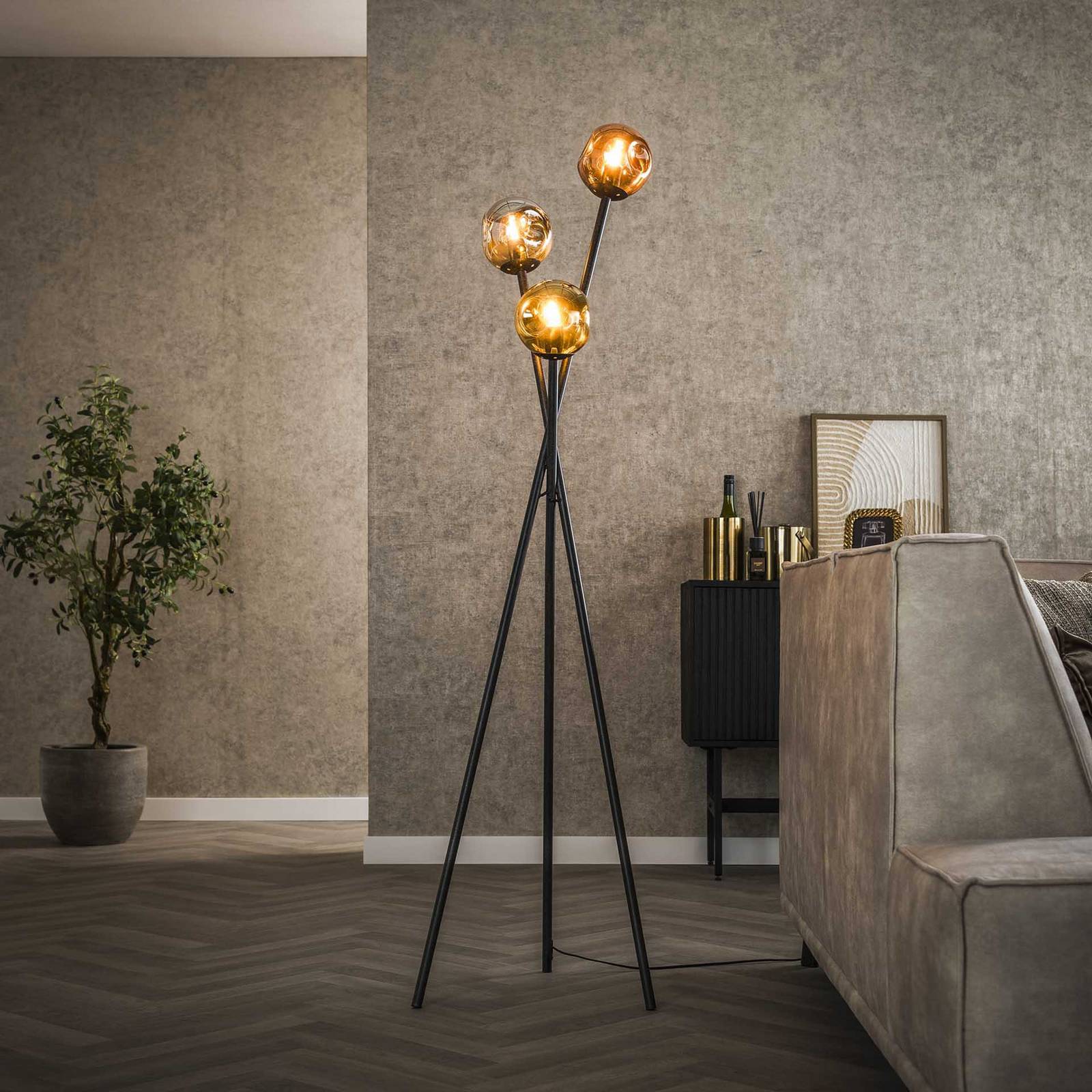 Zijlstra Stellar vloerlamp, driepoot, 3-lamps, glas, veelkleurig