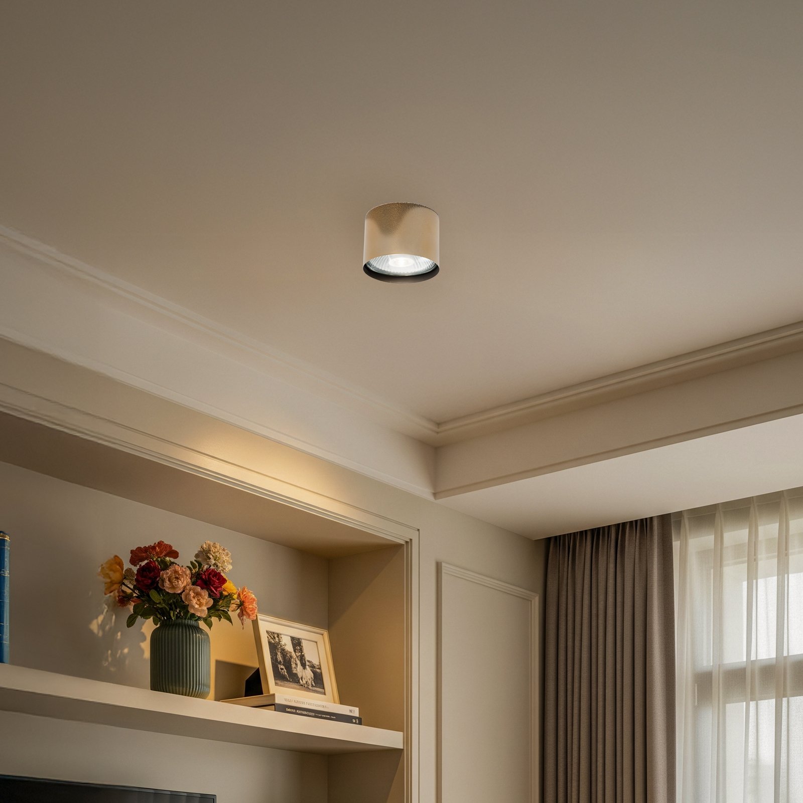 Faretto da soffitto Chloe fisso, acciaio color ottone