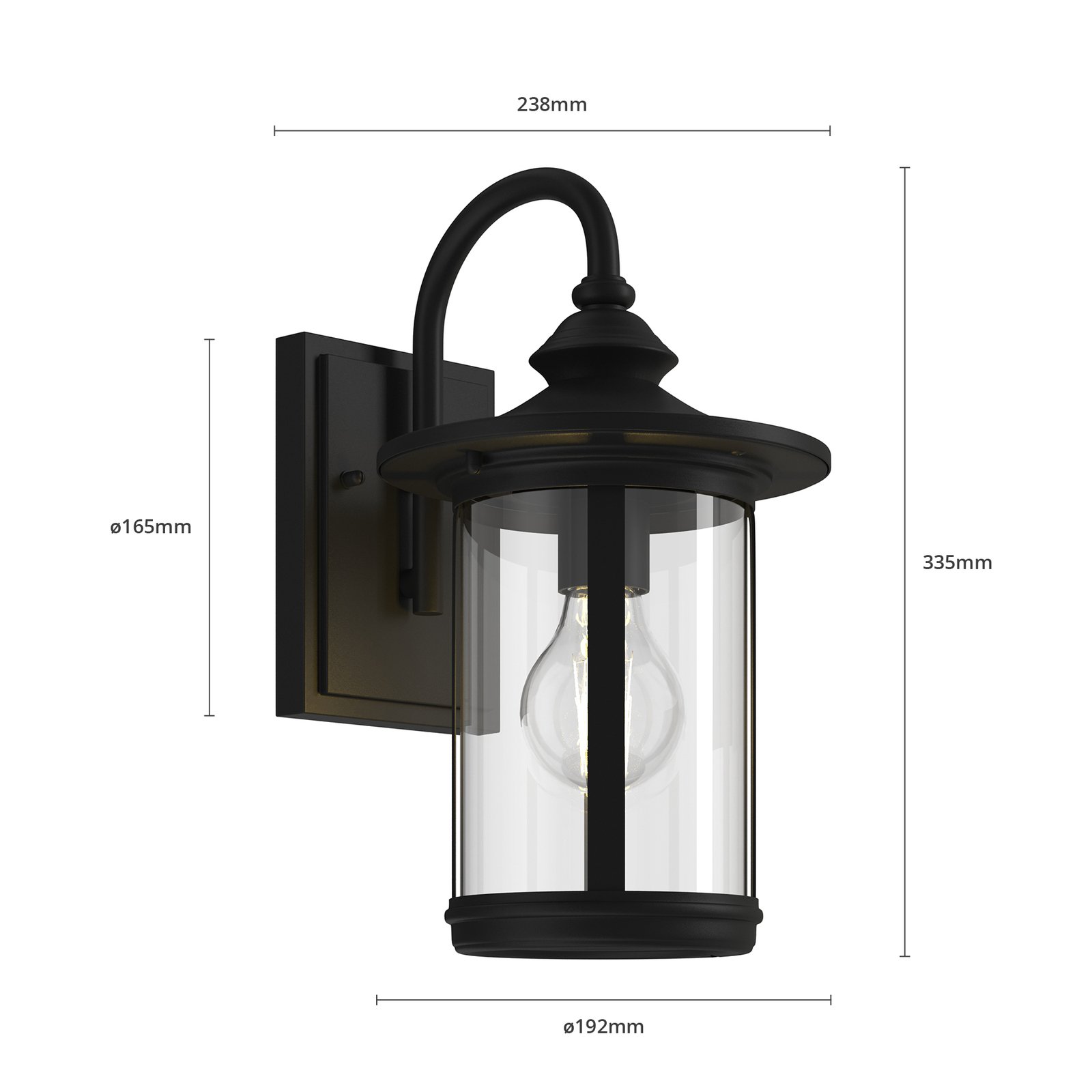 Zayn Outdoor Wall Lamp Black/Clear - Lindby