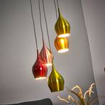 Vibrant multi-coloured hanging light, 5-light