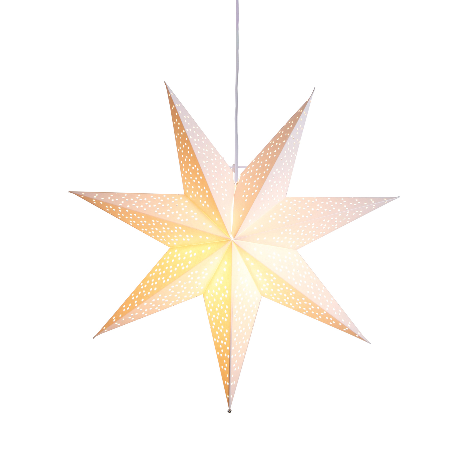 Papierowa gwiazda w kropki z dziurkami, biała Ø 54 cm