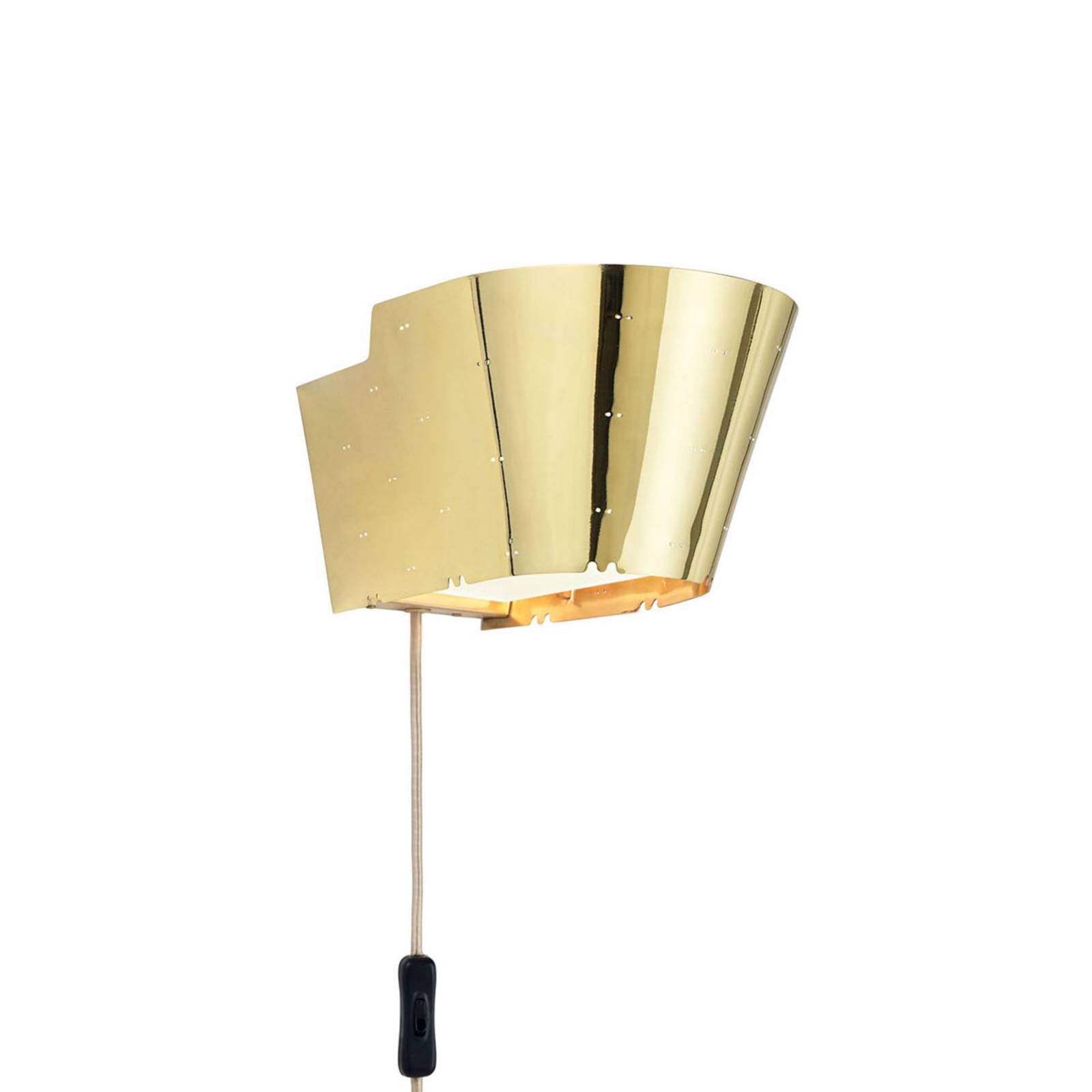 GUBI 9464 wall light, glossy brass, for Living / Dining Room, metal, E27, 80 W, energy efficiency: A++, W: 19.5 cm, H: 13.5 cm