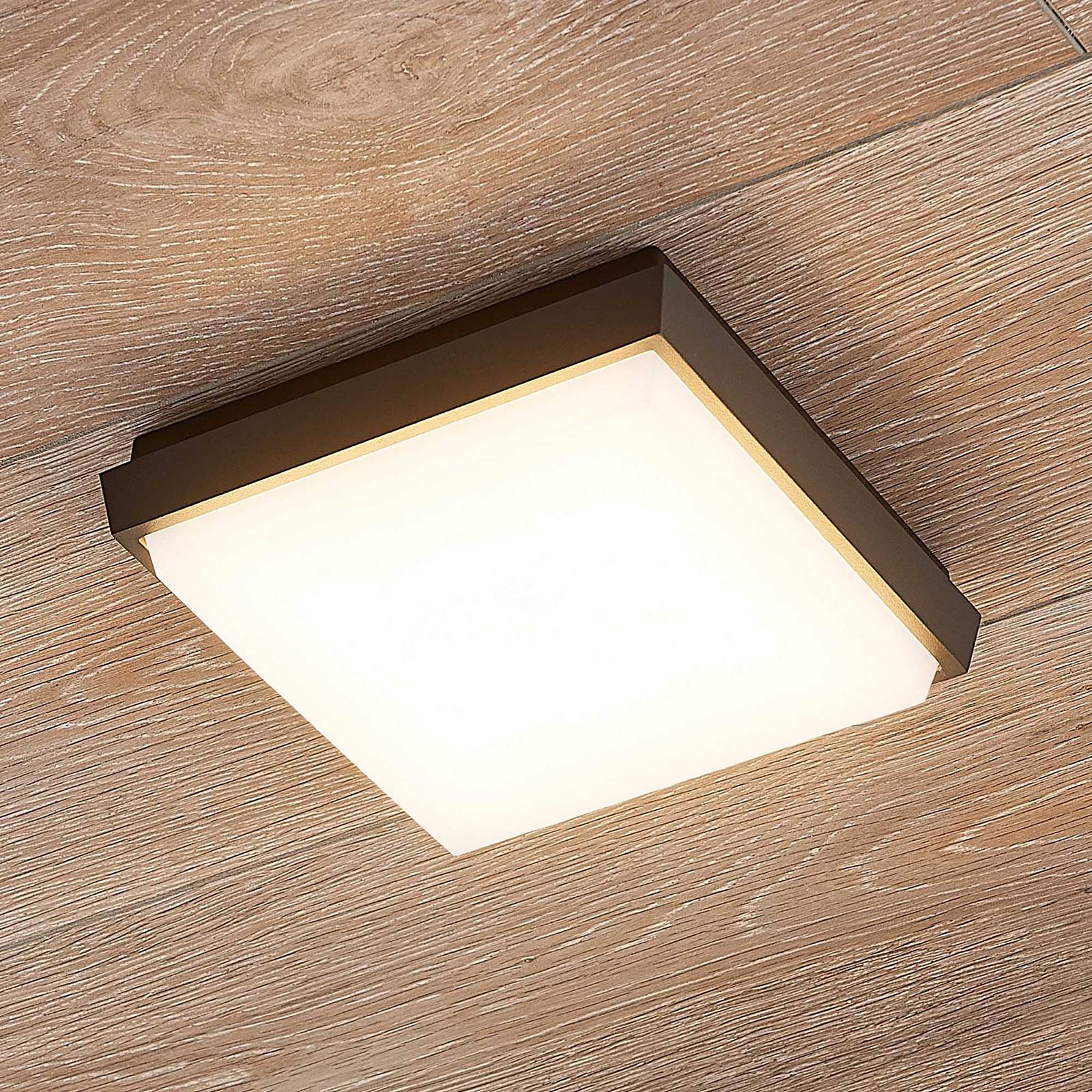 Lucande Amra -LED-ulkokattovalo kulmikas 17,5 cm