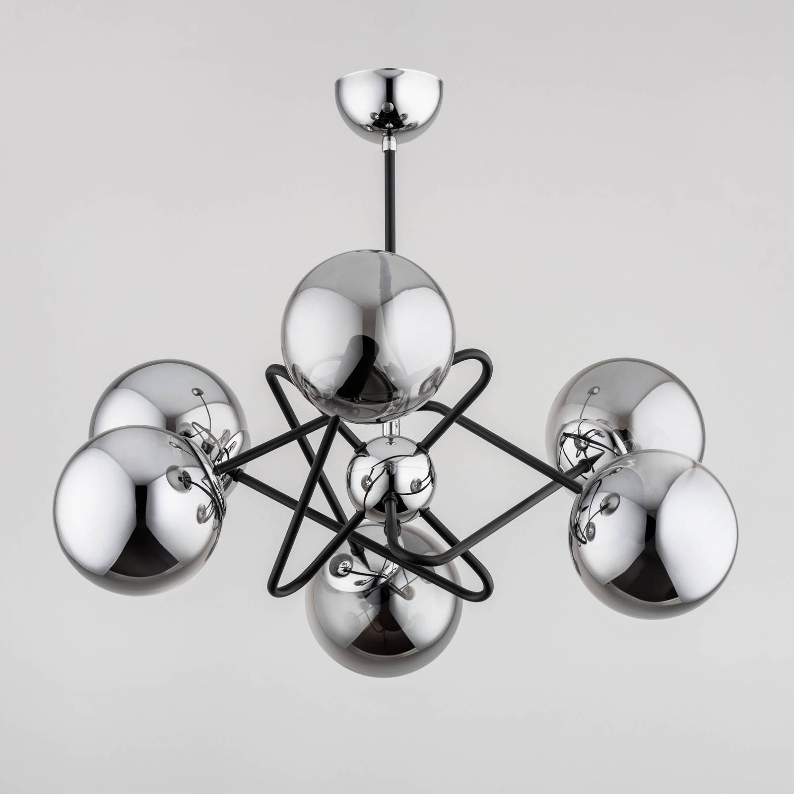 Euluna Plafonnier Virginia, à 6 lampes, chrome/noir