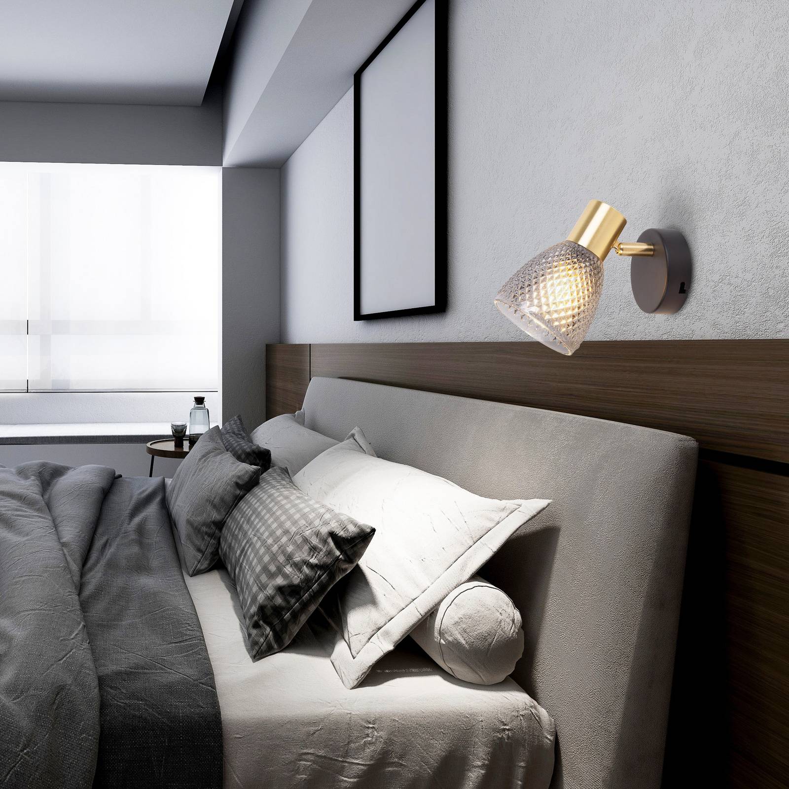 Wandleuchte Lindita, Glas, rauchgrau, E14, schwenkbar günstig online kaufen