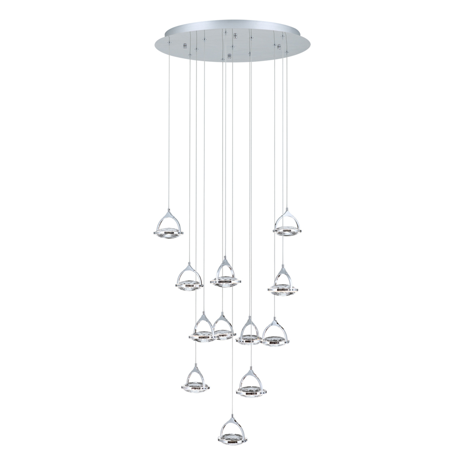 LED hanglamp Moon, K9-kristalglas, 12-lamps chroom