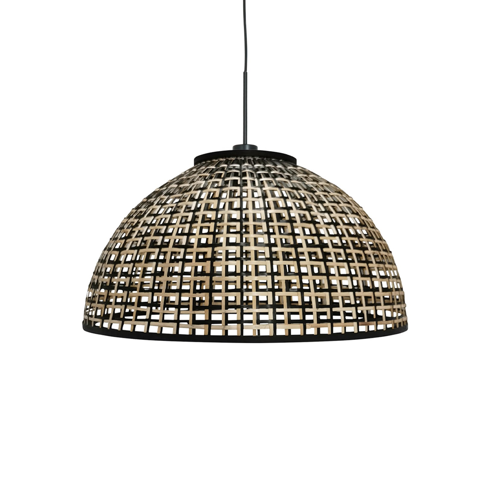 Steinhauer Lampă suspendată Sparkled Light 4477ZW împletitură de bambus Ø 60 cm - Camera de zi / sufragerie - negru lemn deschis la culoare - Bamboo