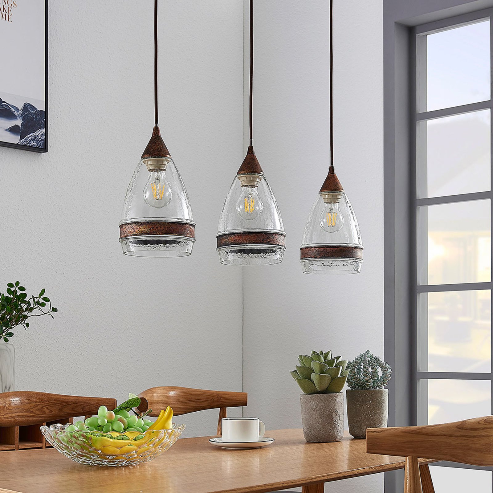 Millina 3 Pendant Rust/Clear - Lindby