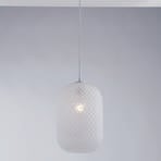 Ashford S15 pendant light, glass lampshade, white