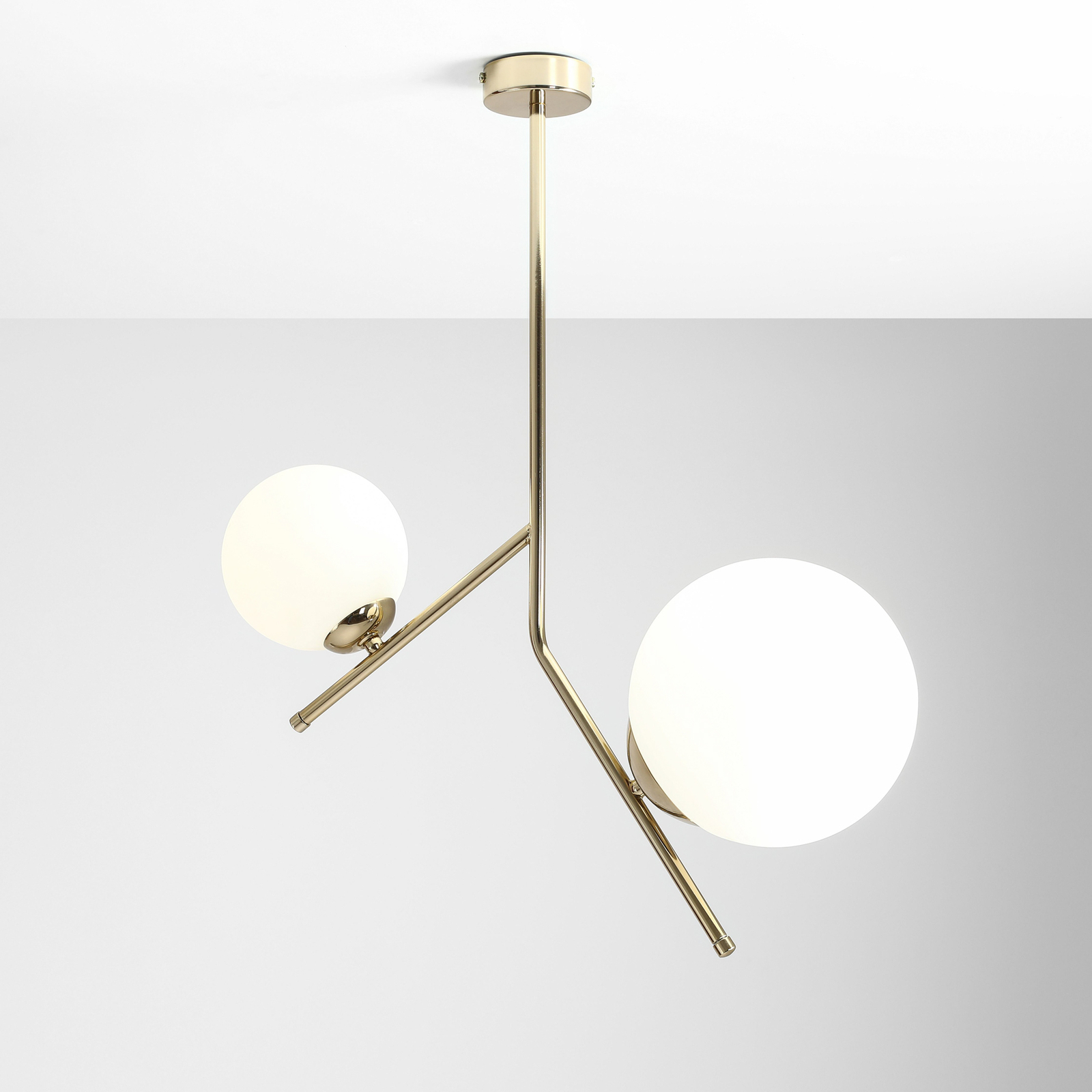 Lunio hanging lamp, two-bulb, gold