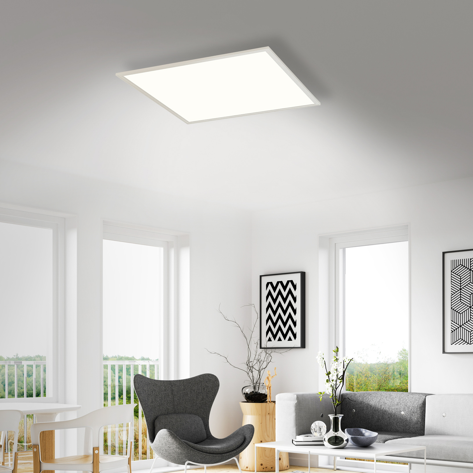 Panel LED Simple blanco, ultra plano, 59,5x59,5 cm