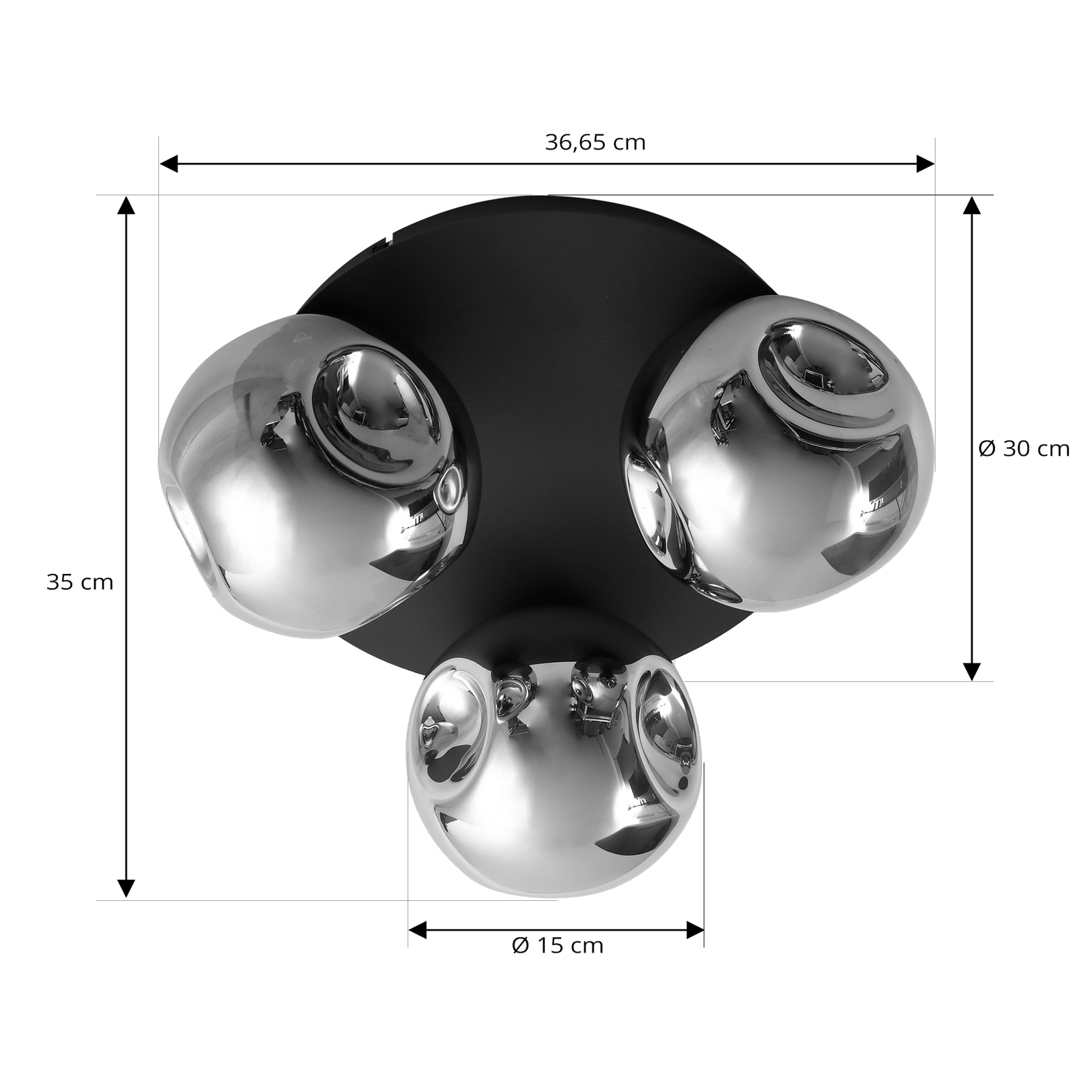 Lindby plafondlamp Valentina, E14, grijs, glas, Ø 36,6 cm