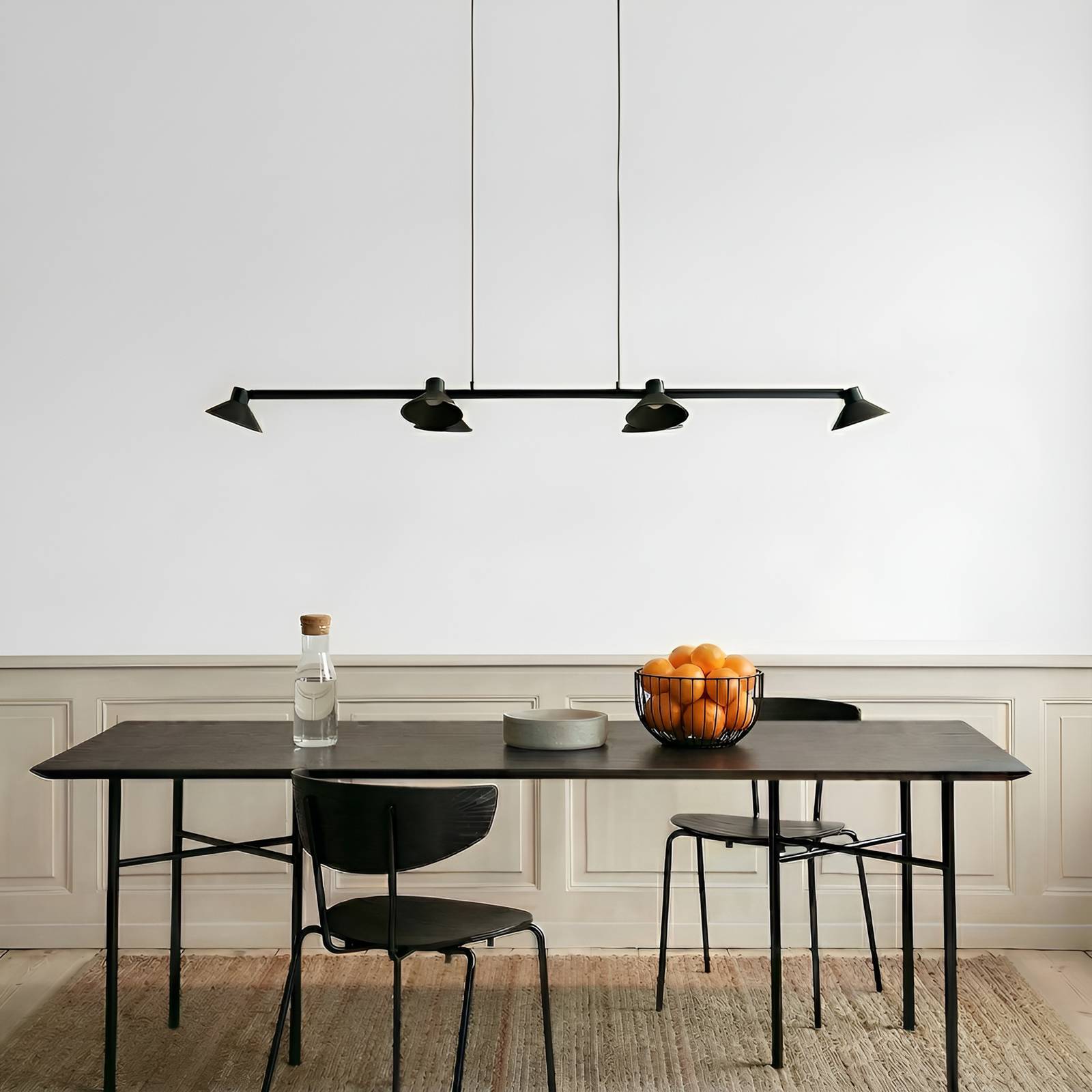 Żyrandol LED Lucande Steve, czarna, 113 cm, 6-punktowa regulacja jasności,