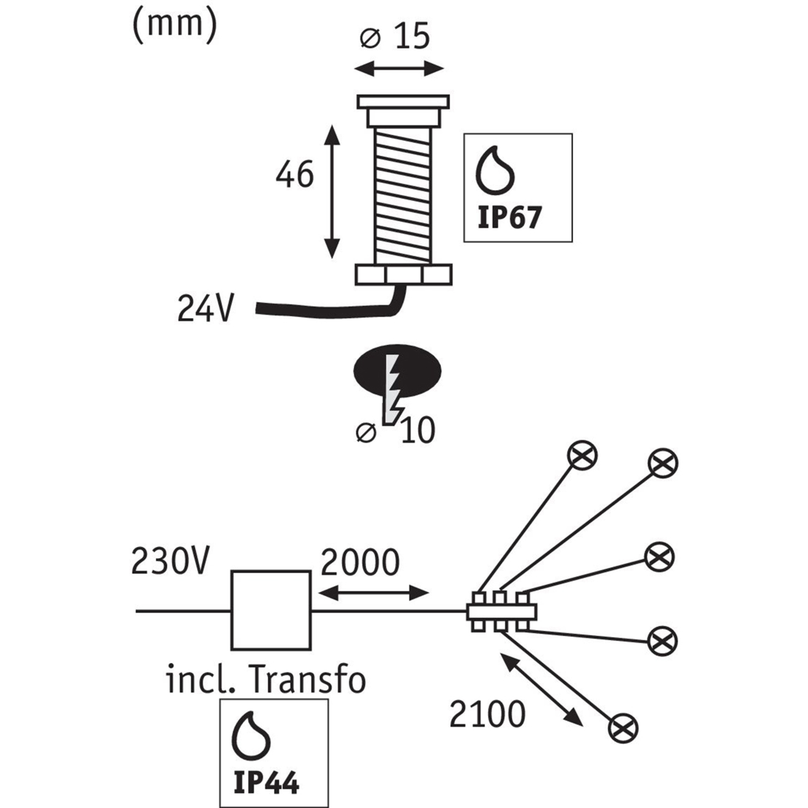 Plug & Shine 5 LED Ugrađena Tlačna Svjetla MicroPen II IP67 Silver - Paulmann