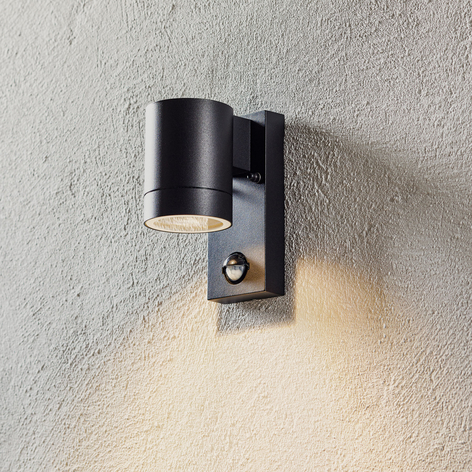 Utomhusvägglampa Tin Maxi Sensor, svart