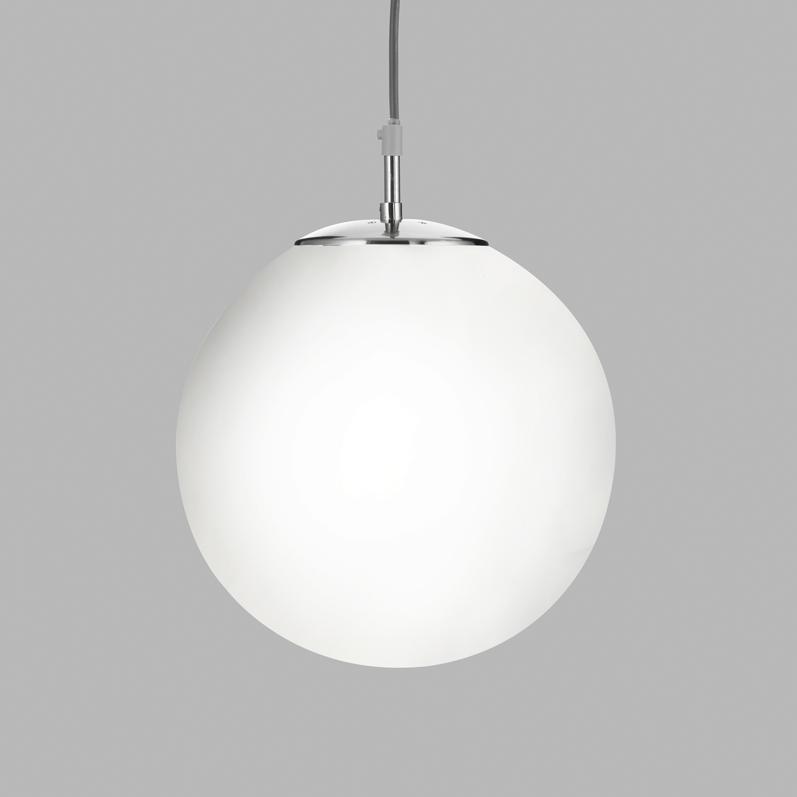 Candeeiro suspenso Atom, branco opala, vidro, Ø 30 cm, E27