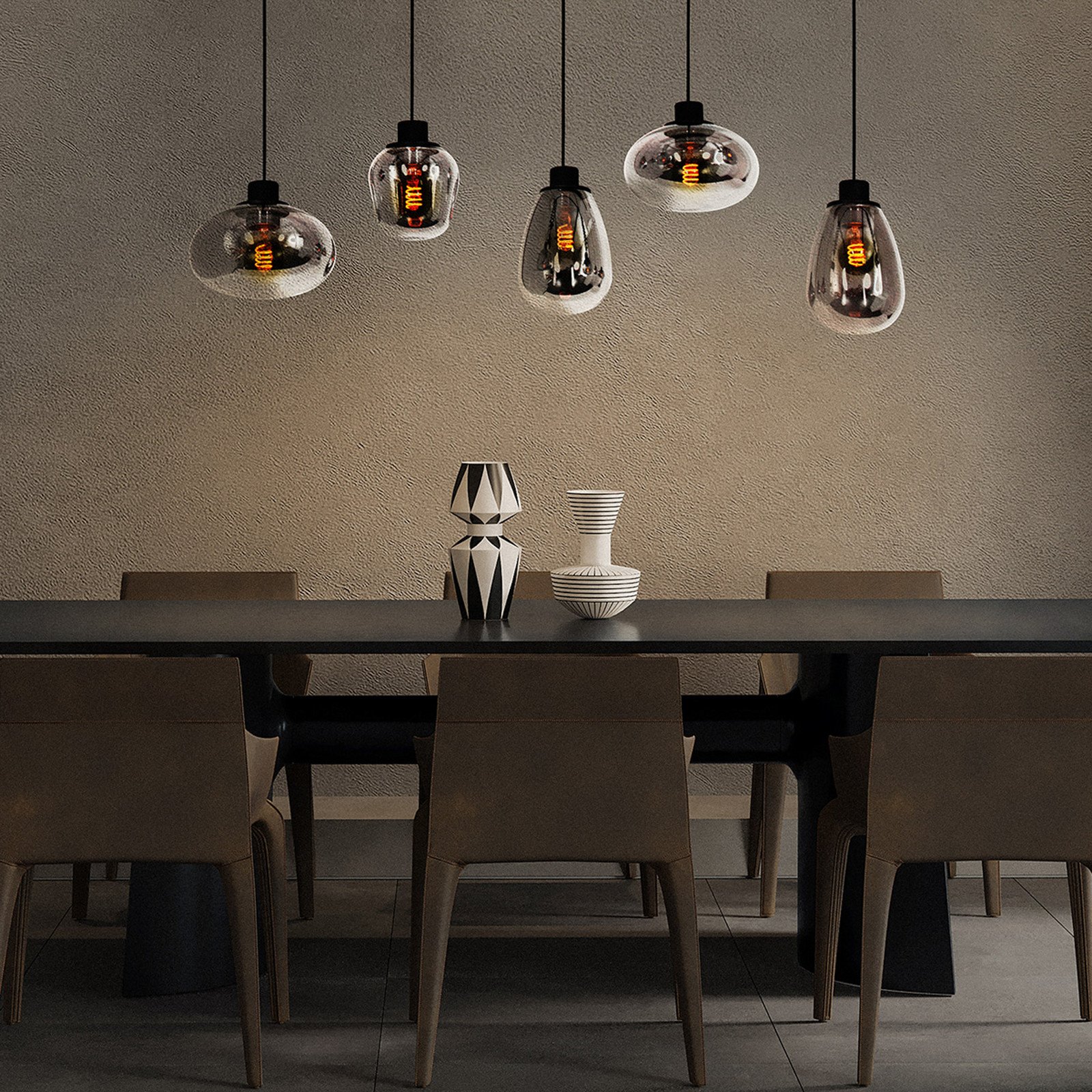 Steinhauer Reflexion lampă suspendată 5 becuri 100x30cm - Camera de zi / sufragerie - negru gri fumuriu - Metal