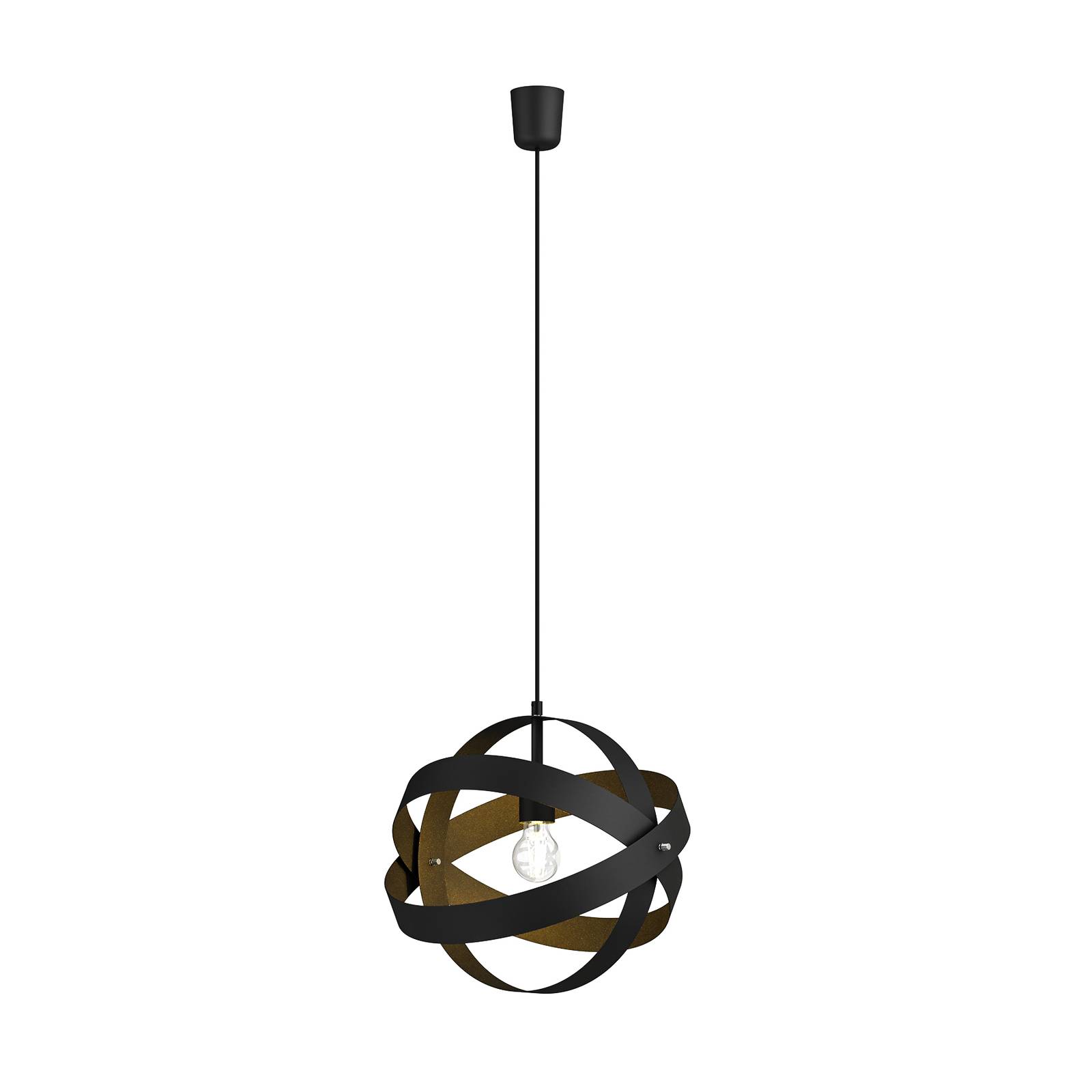 Suspension LED noir Cara avec trois anneaux