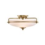 Griffin F ceiling light, Ø 42 cm, opal glass shade, brass