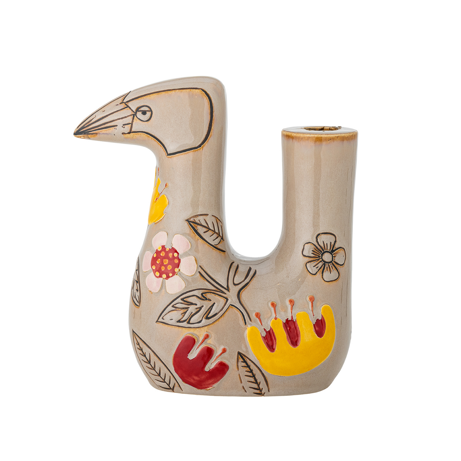 Sviečnik Vivielle, béžový, 21 cm, keramika – Bloomingville