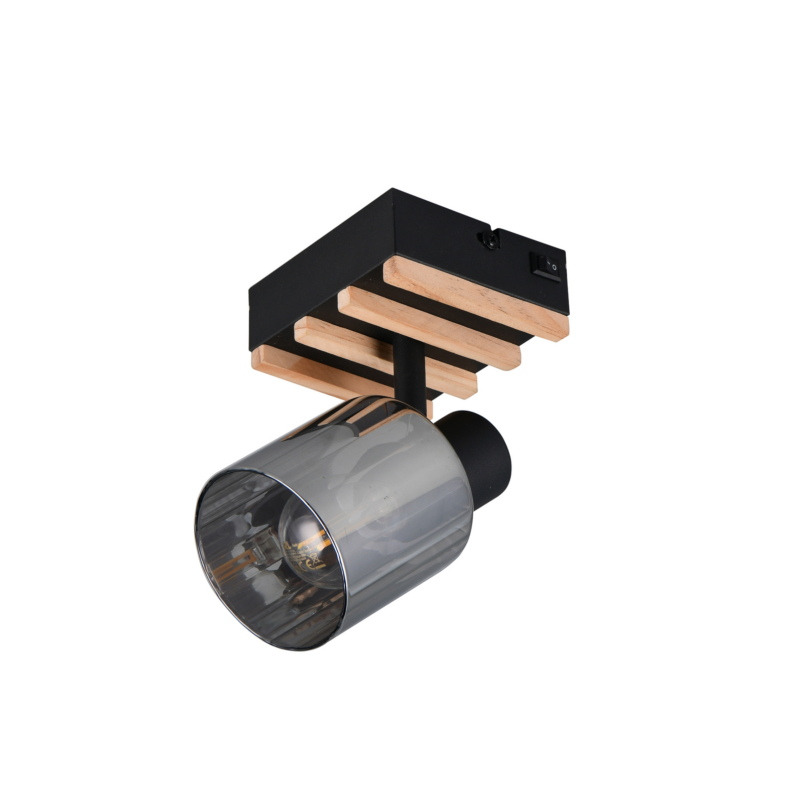 Spot Travia, 1 bec, negru/cenușiu fumuriu, întrerupător