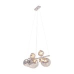 KARE Burbuja pendant light, silver, glass, length 100 cm