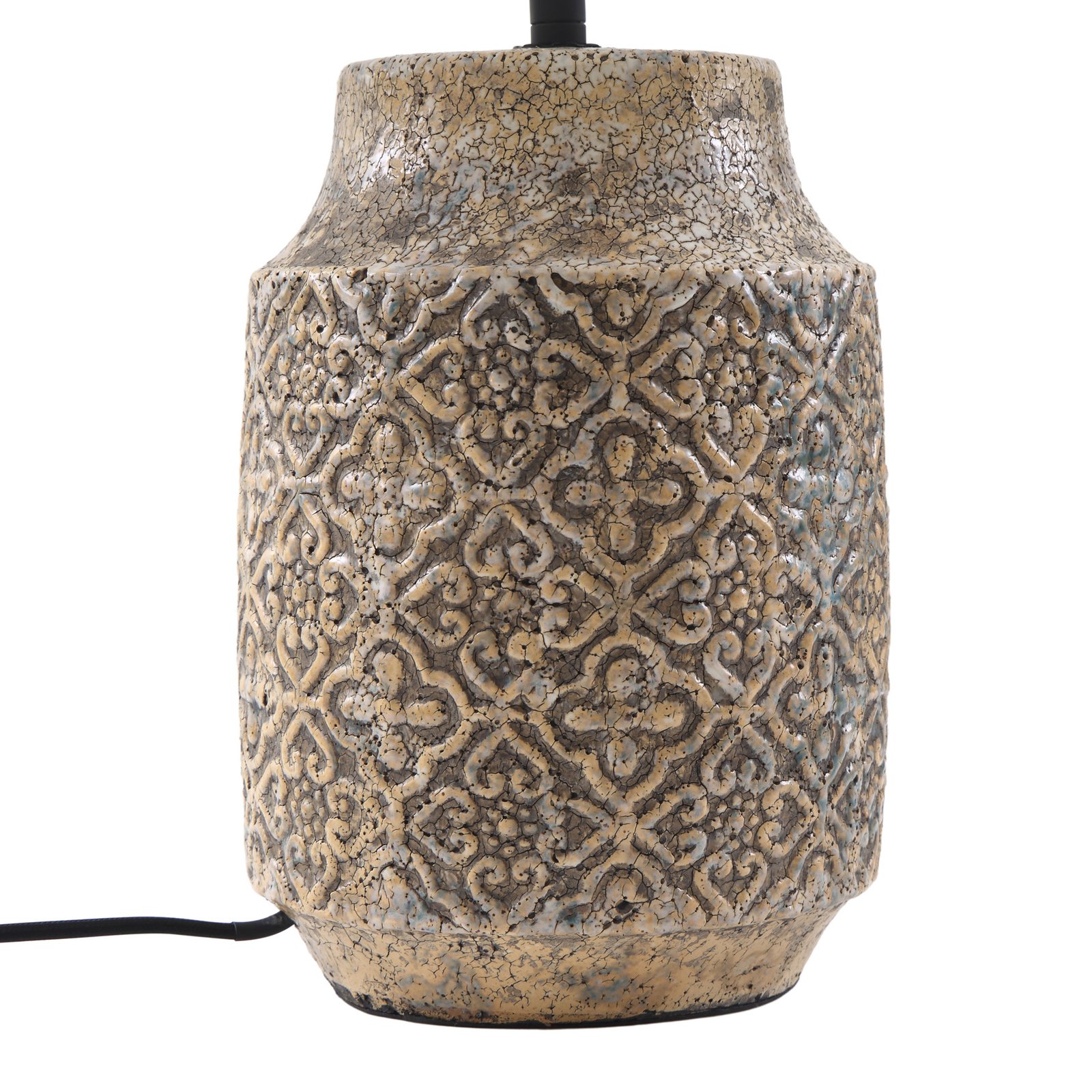 Stolná lampa Lindby Aelith Ø 40 cm tmavá keramika