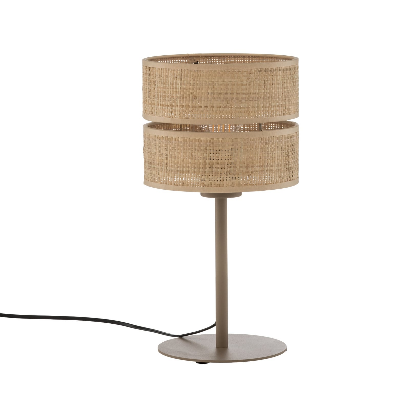 Tischleuchte Calma, beige, Bast, Höhe 38 cm, E27