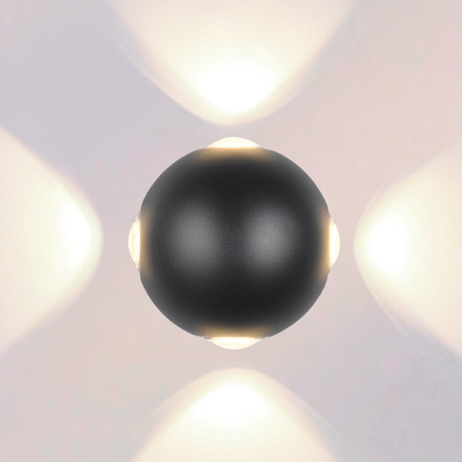 LED udendørs væglampe Avisio, sort, 4-lys, halvcirkelformet