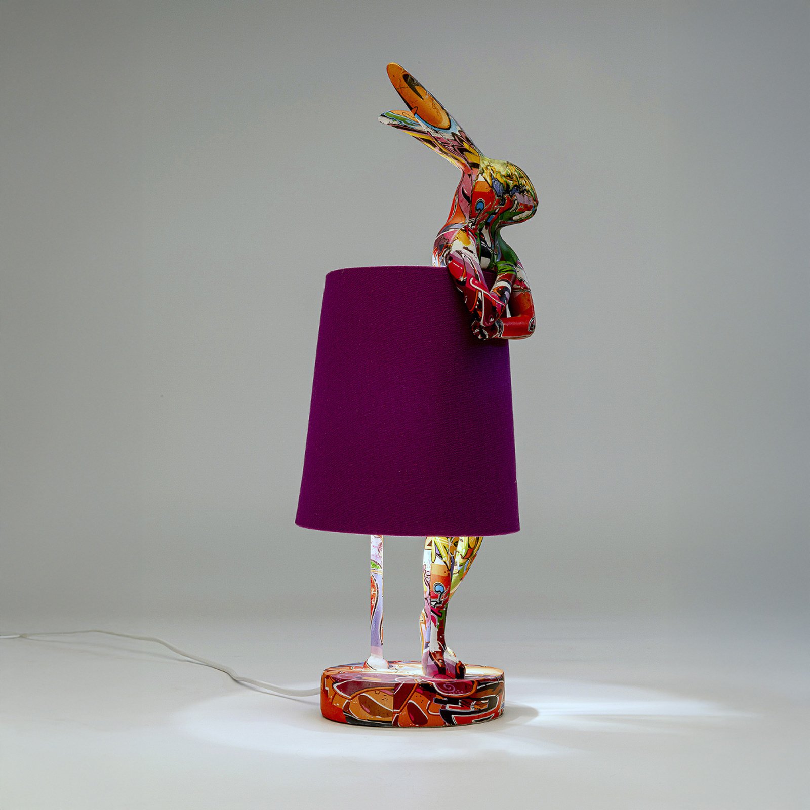 KARE tafellamp Animal Rabbit, paars/graffiti, 50 cm, E14