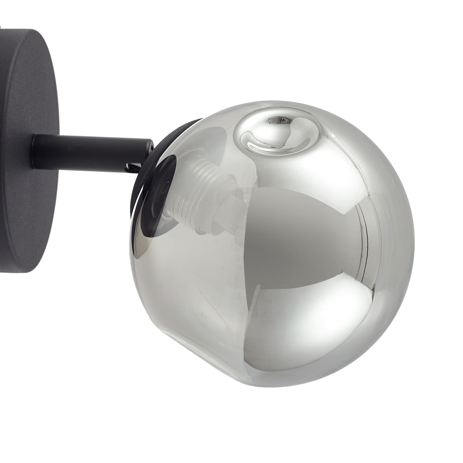 Lindby wall light Valentina, grey/black, glass, Ø 10 cm