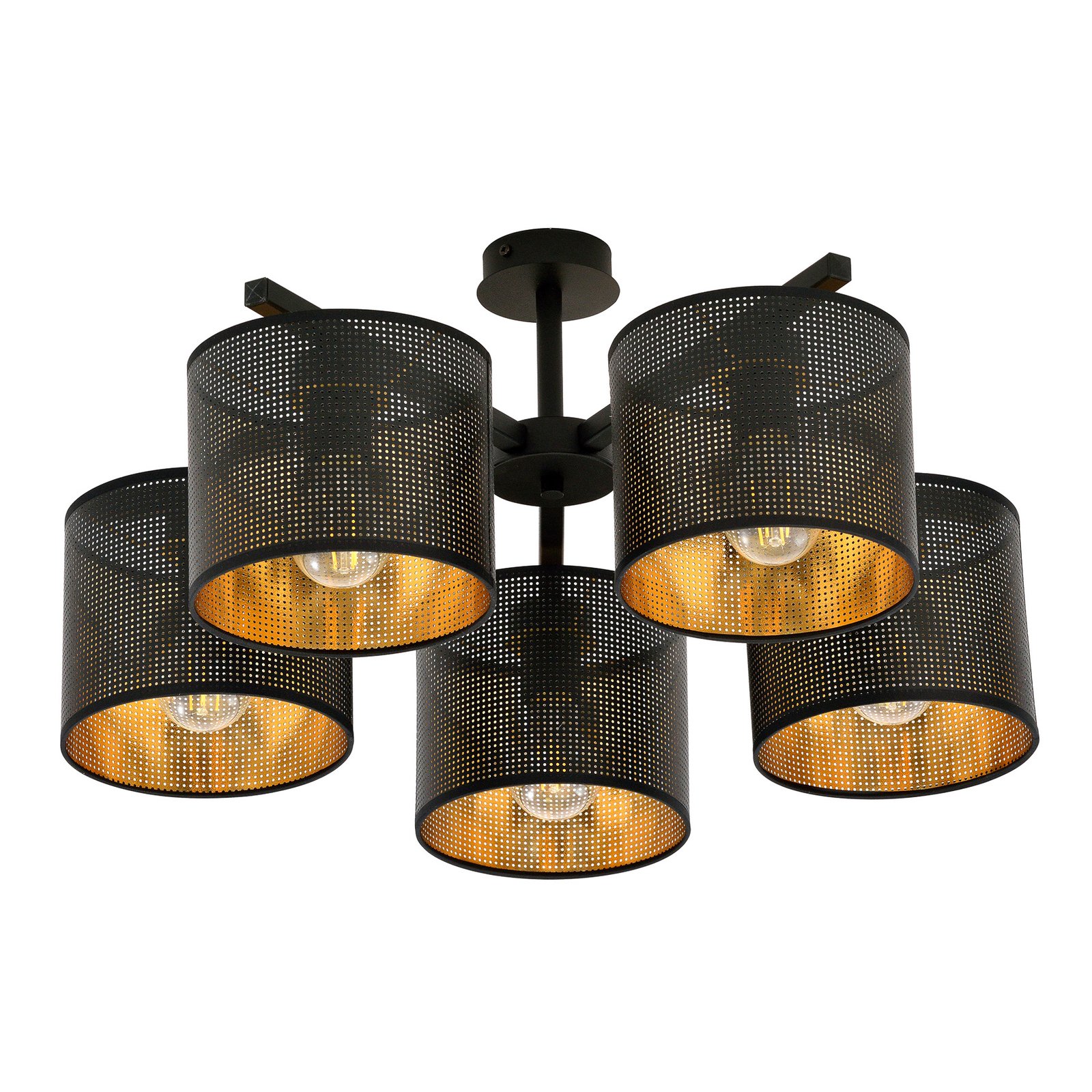Jordan ceiling light, black/gold, fivebulb Lights.ie