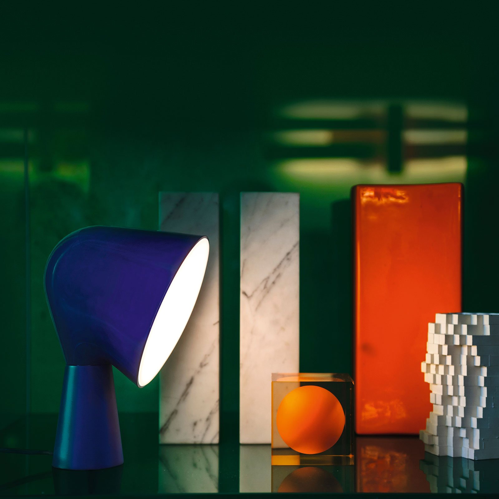 Foscarini Binic designová stolní lampa, modrá