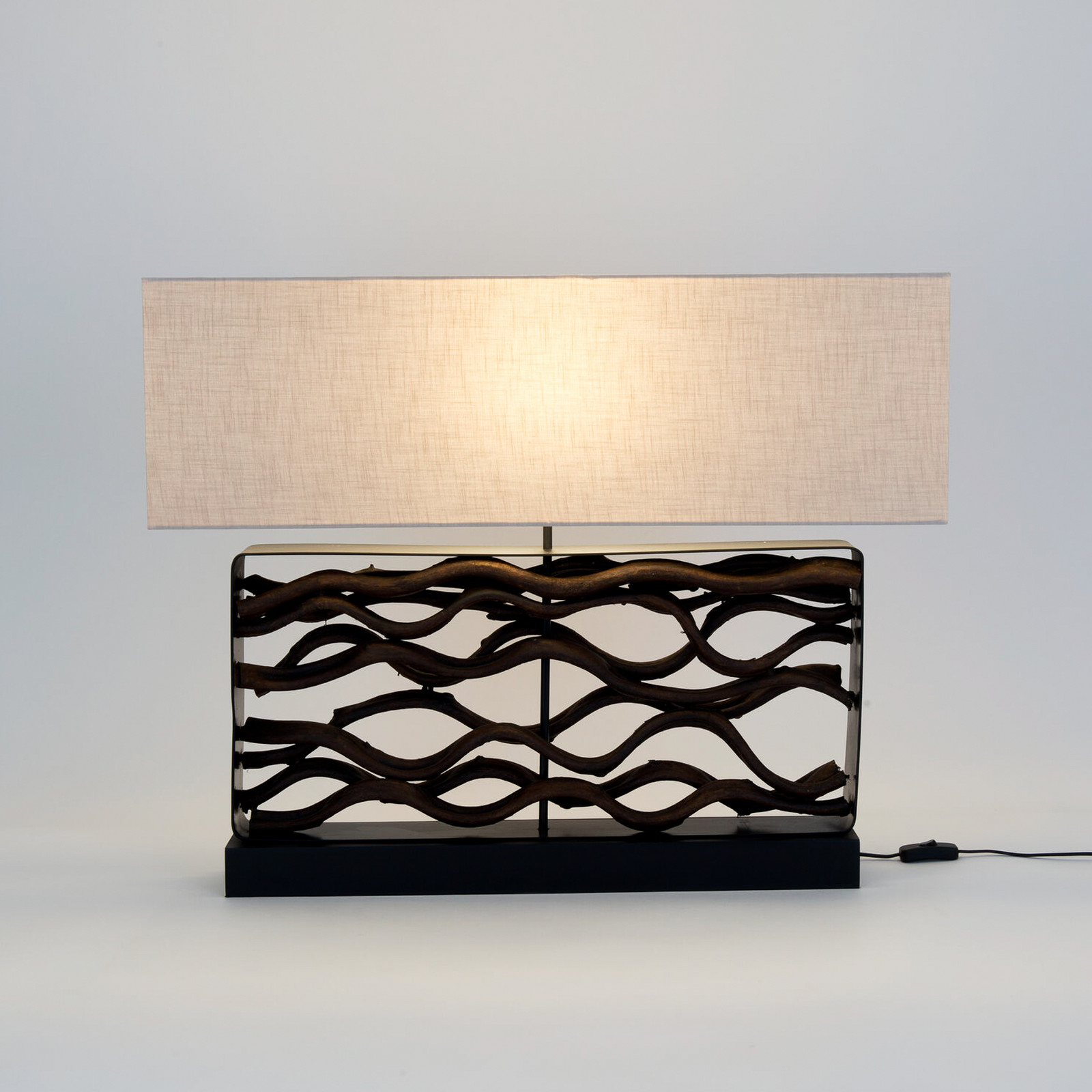 Holländer Lampa de masă TREMITI NERO negru/bej înălțime 67 cm lemn/textil - Camera de zi / sufragerie - natură