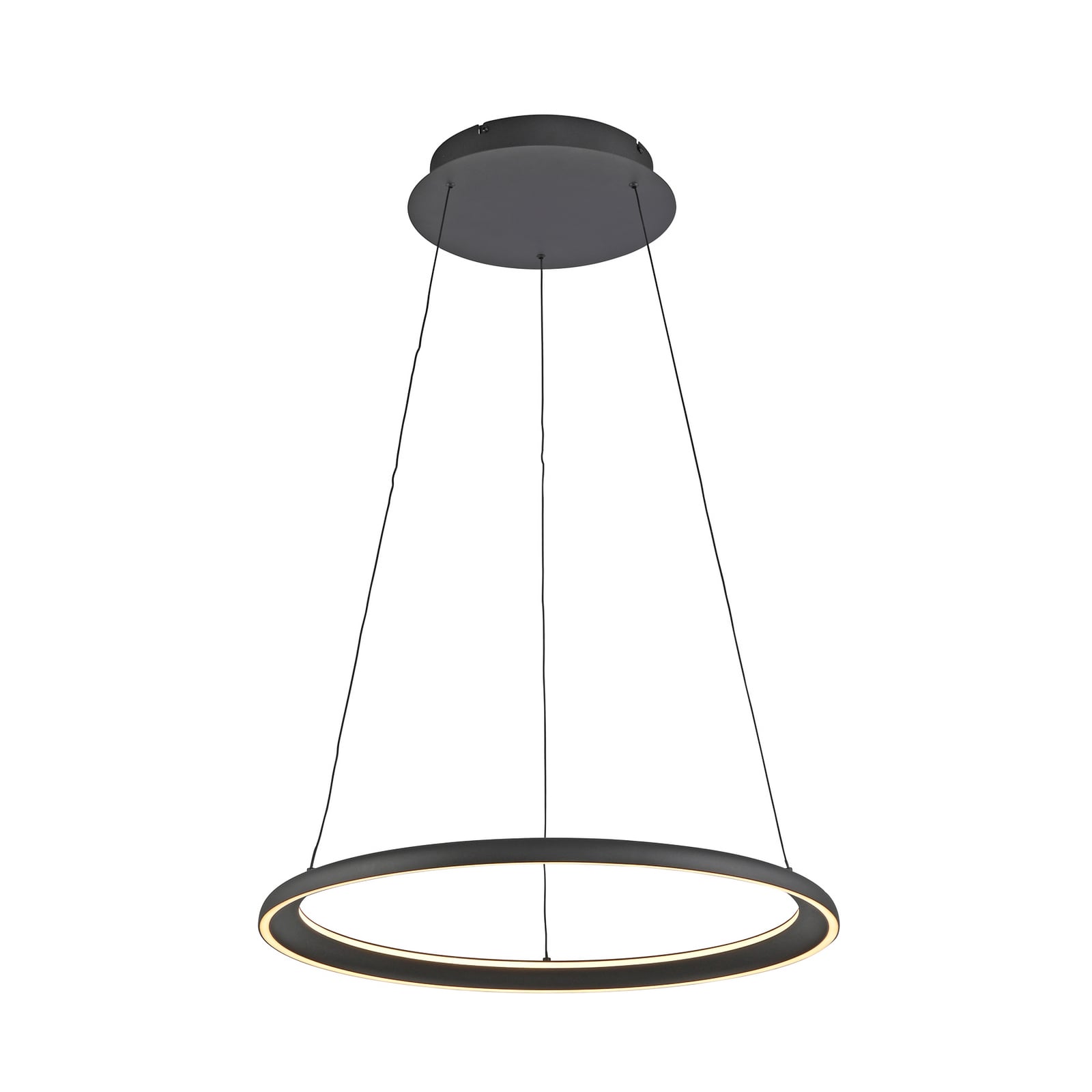 LED viseća svjetiljka QUILLO, crna, Ø 60 cm, metal, s prigušivačem
