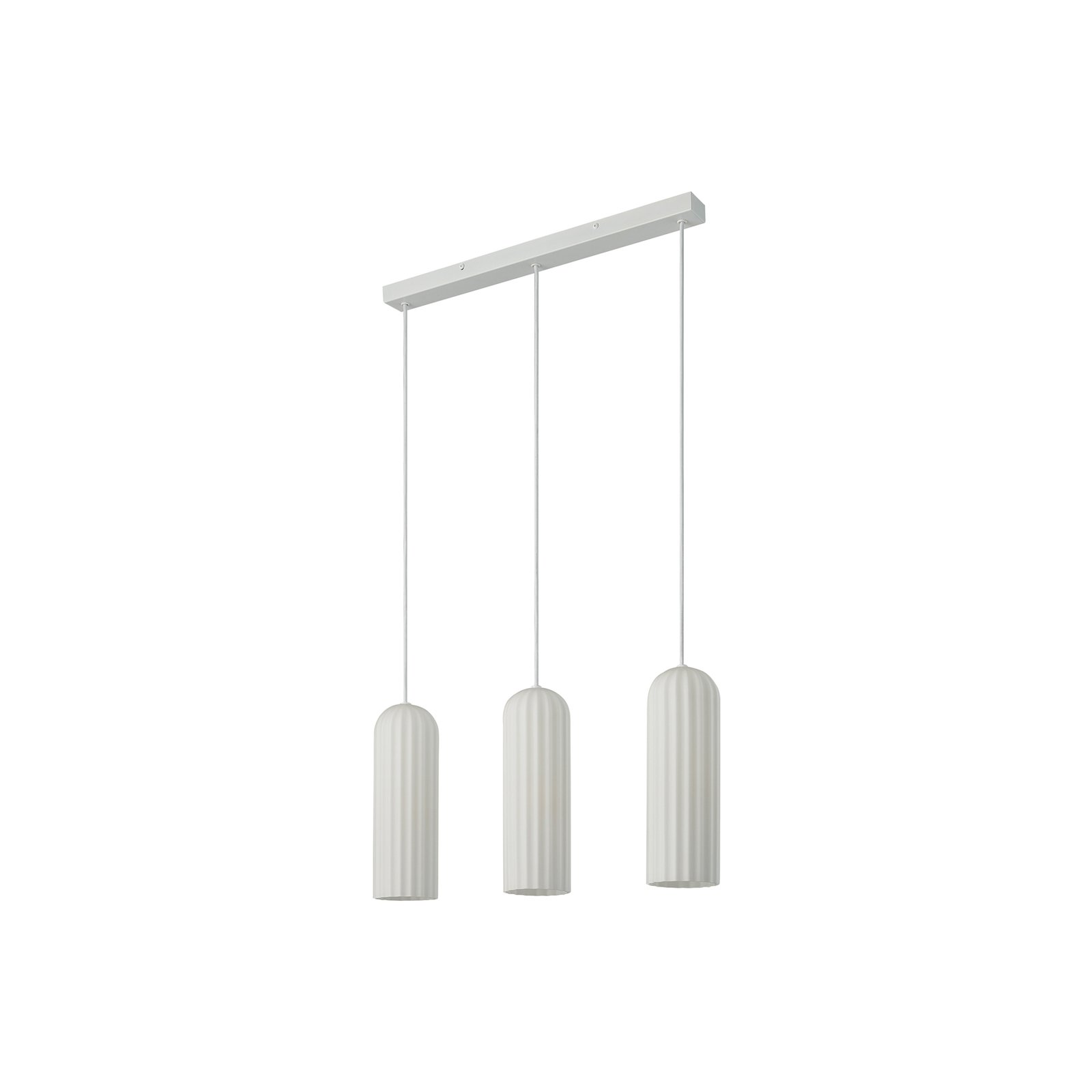 Hanglamp Miella, 3-lamps, geribbeld glas, gesatineerd/wit