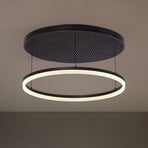 Lucande LED stropní svítidlo Orven, černá/dřevo, Ø50cm, stmívatelné
