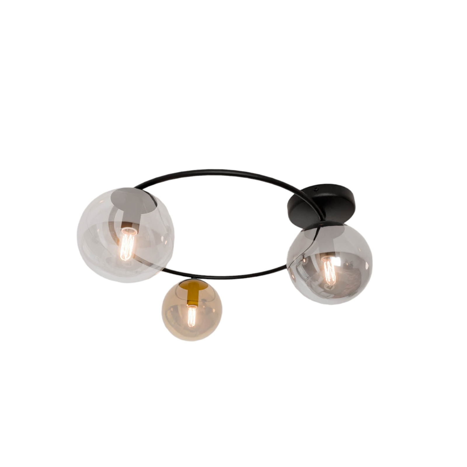 Plafondlamp Ascella, 3-lamps, zwart/bont